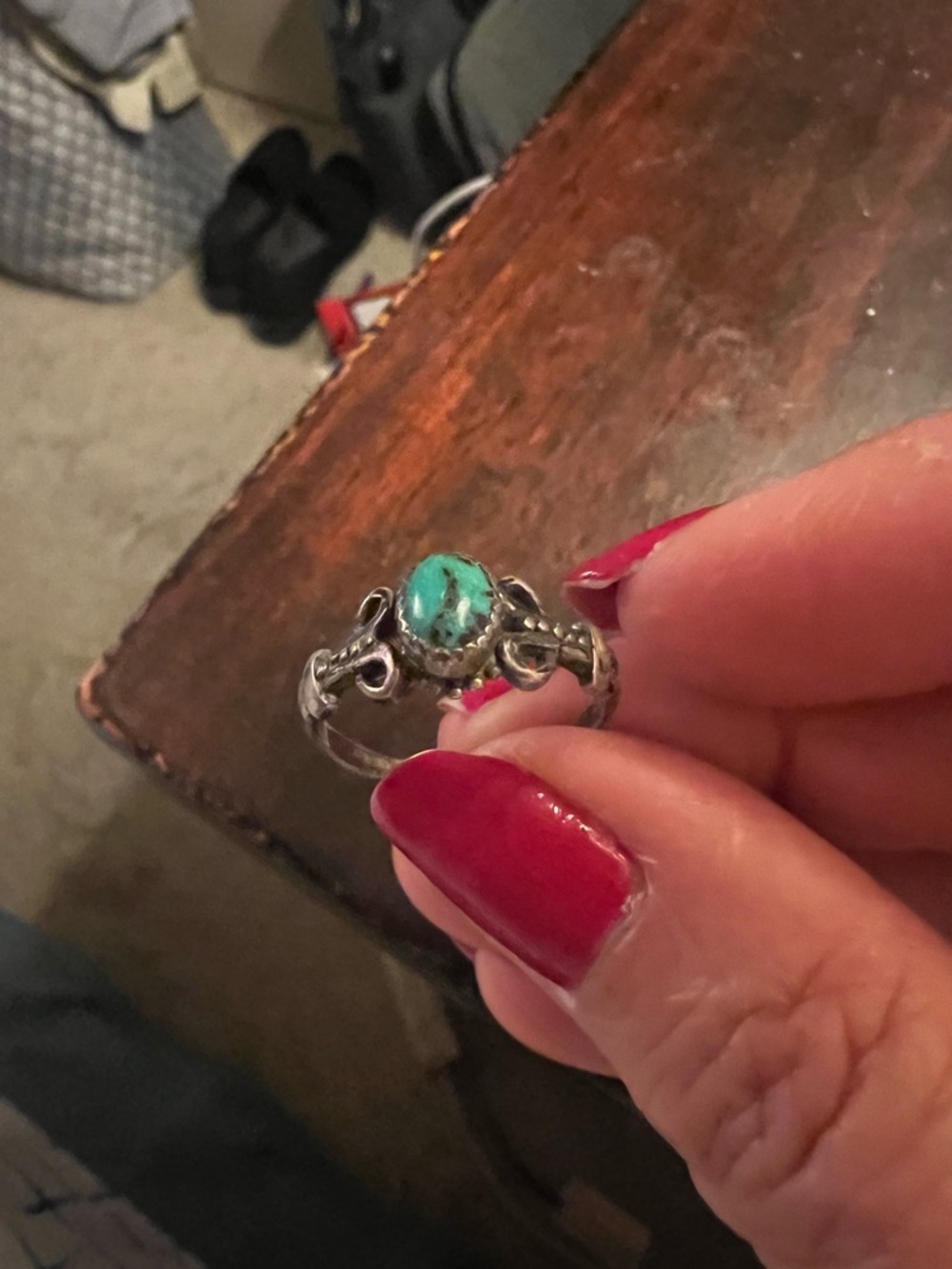 Turquoise Stone Silver Ring - Women's Blue Gem Ring